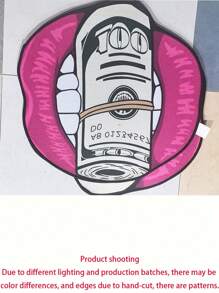 SHEIN 1 件美元钞票口红印花地毯，朋克风格，时尚创意家居地毯，客厅地毯，卧室地毯，入口地毯，厨房地毯，游戏室地毯 - 彩色 - 查看 7