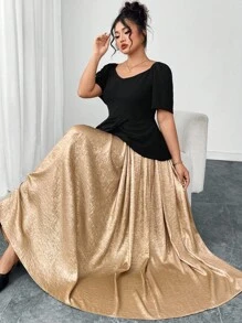 Ellevyn Vestido elegante de talla grande con bloques de color para Halloween, ropa de Halloween, disfraces de Halloween, ropa de Halloween para mujeres, disfraces de Halloween para mujeres de talla grande, disfraces de Halloween, fiesta de Halloween, atuendo de talla grande para mujeres, ropa para salir, ropa de otoño, vestidos largos para mujeres, vestido dorado, vestidos para mujeres, vestidos elegantes para mujeres - Multicolor - Ver 6