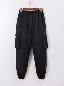 SHEIN Teen Boy Casual Printed Workwear Style Pants With 3d Pockets, School, Campus, College Chic Outfits For Autumn/Winter - Black - View 7