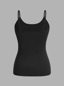 SHEIN EZwear 2 件女士黑色紧身休闲吊带背心，适合夏季 - 黑色 - 查看 3