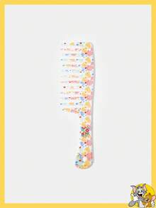 TOM & JERRY X SHEIN Katzen und Mäuse Serie Cartoon Druck Handkamm mit großen weiten Zähnen, niedliches Muster Frisierkamm, Blumen Druck leicht zu tragender Shunfa Kamm, Schulsaison Alltagsartikel, langanhaltend und praktisch, kleine Geschenke für die Schulanfang, Geschenke für Freunde oder Familie.