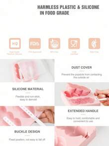 SHEIN Basic living 1入組矽膠冰棒模具現代主義心形設計廚房用DIY冰棒模具夏季