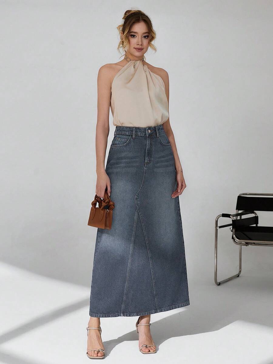Váy PP lưng thấp 100% Cotton chắc chắn - Xám - Xem 1