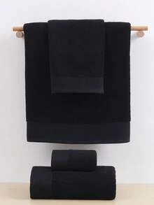 SHEIN QIBHI 1/3 Pcs Plain Color Satin Bath Towel, Absorbent & Soft, Bathroom Towel Back To School For Beauty Salon Home Bathroom