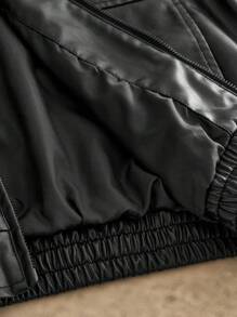 HIMLAND Men's Short Black Leather Jacket , Fall Winter