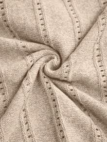 EMERY ROSE Boat Neck Pointelle Knit Drop Shoulder Sweater - Apricot - View 5