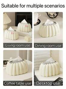 SHEIN 1 件南瓜形纸巾盒架（带弹簧）、桌面纸巾架、装饰纸巾盒（适用于家庭厨房卧室客厅餐厅）、创意纸巾收纳盒、家居装饰、浴室装饰、浴室收纳盒、夏季家居创意纸巾盒、办公室客厅 - 彩色 - 查看 4