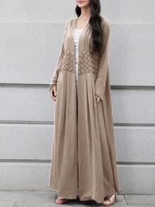 Yasmyna Women's Plain Long Sleeve Abaya Robe Cardigan - Khaki - View 1