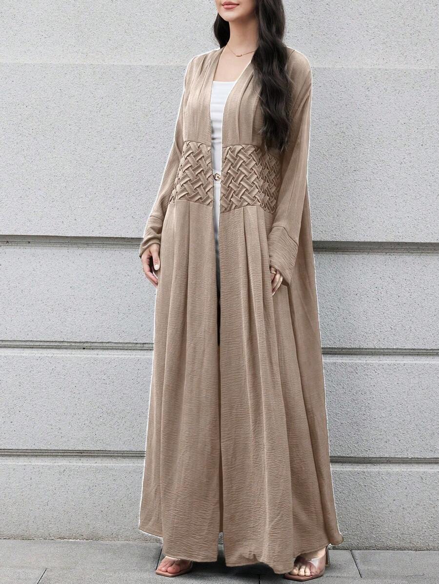 Yasmyna Women's Plain Long Sleeve Abaya Robe Cardigan - Khaki - View 1