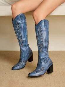 Styleloop 女式西部牛仔靴，刺绣马靴，切尔西靴，中筒靴，适合万圣节、圣诞节、派对