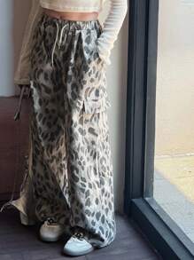 DAZY Girls' Leopard Print Pants, Autumn - Grey - View 7