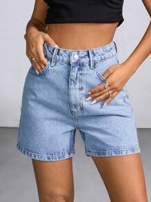EURMUSE Women's Casual Versatile Denim Shorts With Pockets Shorts Womens Petite Women S Outfits Womens Set Womens Shorts Women S Clothes Women Clothing Y2k Woman S Summer Clothes Women S Bottoms - Light Wash - View 8