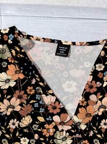 EMERY ROSE 大码女式碎花V领休闲开襟衬衫，适合夏季海滩 - 彩色 - 查看 3