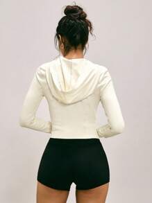 Easelle Apricot Knitted Slim Fit Women's Long-Sleeved Sun Protection Jacket Long Sleeves For Early Autumn Outdoor Wear Elastic - Apricot - View 2