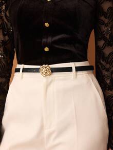 MOTF PREMIUM GOLD ROSE METAL DETAIL PU LEATHER BELT - Black - View 6