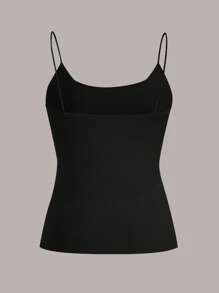 SHEIN EZwear 4 件套休闲纯色黑色、炭灰色、浅灰色、白色基本款吊带背心，适合春夏季 - 彩色 - 查看 8