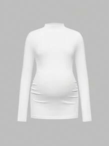 Modmama 秋装，秋季服装，孕妇装 秋季服装 孕妇装 休闲纯色立领修身T恤 孕妇衬衫 孕妇衬衫 长袖孕妇上衣 弹力孕妇衬衫 长袖孕妇衬衫 - 彩色 - 查看 4