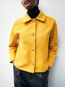 Maija Áo khoác ngoài đa năng ve áo trễ vai 2025 dành cho nữ, Quần áo mùa thu, Áo khoác mùa đông nữ, Áo khoác mùa đông nữ, Trang phục Halloween màu vàng, Trang phục Halloween dành cho nữ, Ác mộng trước Giáng sinh, Tối giản, Cổ điển, Áo khoác ngoài thiết thực, Phong cách Old Money - Màu vàng - Xem 8