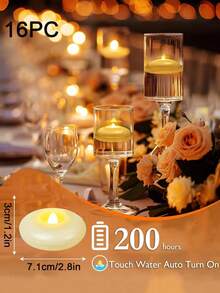 1 件 6 件 16 件无焰 LED 漂浮蜡烛 28 英寸白色防水塑料茶灯 200 小时电池寿命适用于婚礼泳池浴缸派对装饰中心花瓶装饰浪漫氛围照明 - 白色 - 查看 2