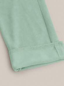 SHEIN Forever 21 秋冬新款休闲宽松高腰松紧腰阔腿运动裤加厚保暖内衬 - 薄荷綠 - 查看 7