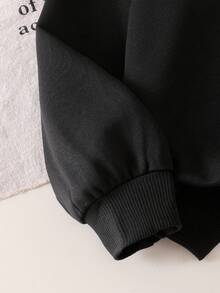 SHEIN 2件套女童休闲纯色插肩袖运动衫和裤子套装