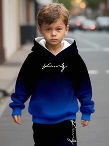 SHEIN 2pcs Boys Casual Loose "Young Boys" Letter Print Sweatshirt And Pants Set, Comfortable Tracksuit For Autumn/Winter