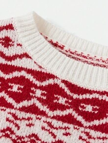 Tween Girl Casual Fitted Long Sleeve Crew Neck Sweater Dress Christmas Sweater Dress Autumn Winter Clothes For Girl - Beige - View 3