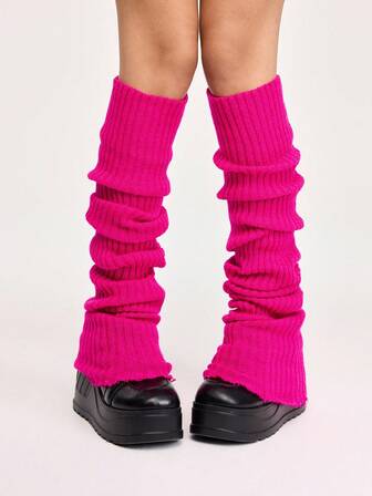 Grunge Punk 1 par de calentadores de piernas extra largos de 90 cm de estilo gótico para mujer, de unicolor con rayas verticales, aptos para todas las estaciones