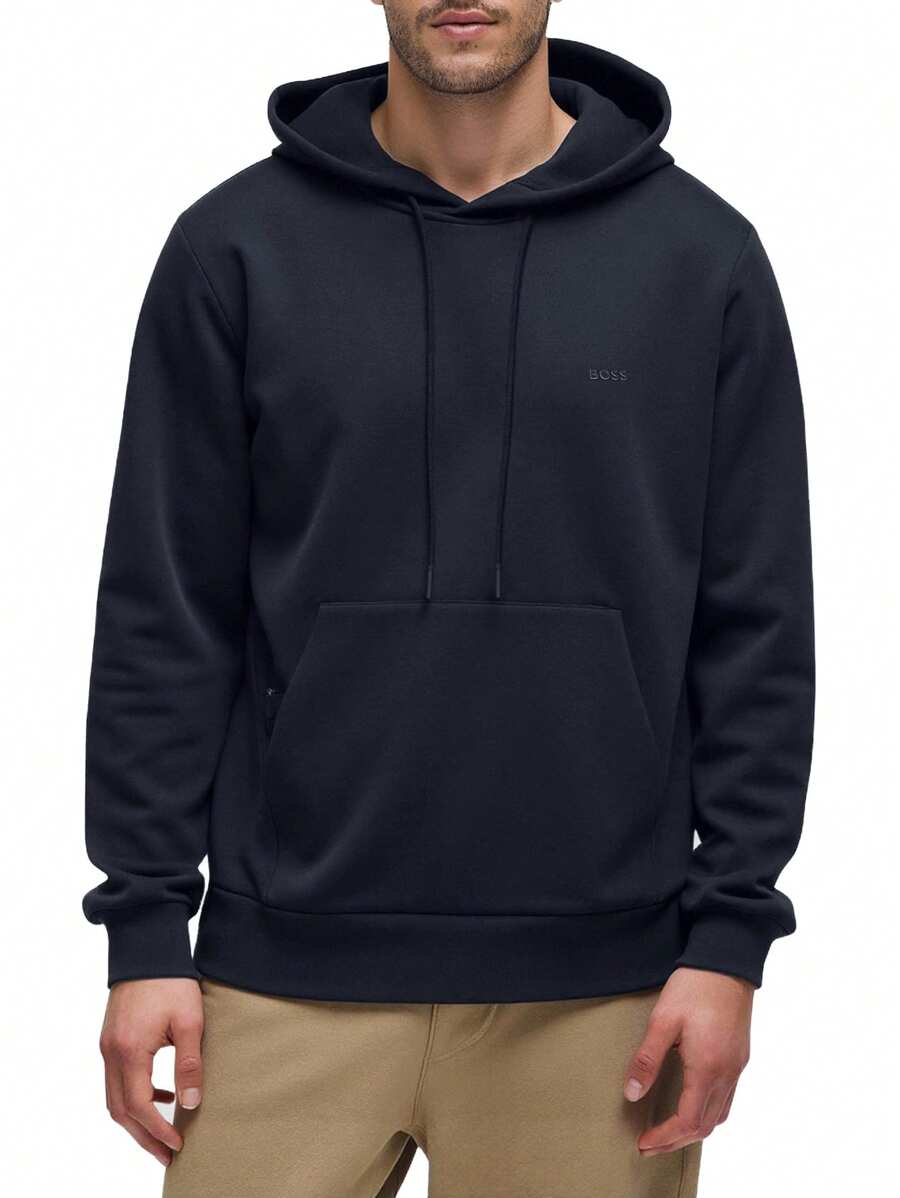 Hugo Boss Men's Drawstring Pocket Hooded Casual Sweatshirt - 402 Dark Blue - View 1