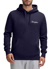 Champion Men's Casual Versatile Minimalist Drawstring Pocket Hoodie - Blue - View 1