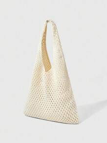 ROMWE Kawaii 女士镂空数字五角星图案单肩包 - 杏色 - 查看 3