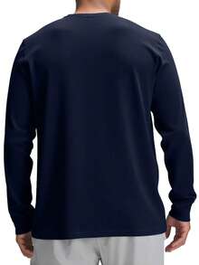 Hugo Boss Áo thun nam cổ tròn tay dài dáng rộng thoải mái - 404 Xanh đậm - Xem 2