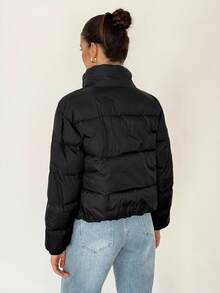 SHEIN Tall 短款女士冬季棉服外套 - 黑色 - 查看 2