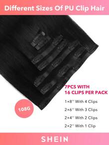 Seamless Clip Ins 7 件无缝 PU 夹式真人发片 100% 真人发 14-22 英寸渐变色金色皮肤纬纱雷米接发 110G 带夹子