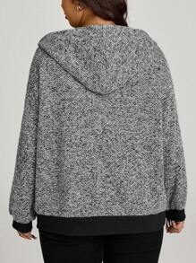 SHEIN LUNE 大码时尚百搭抽绳连帽外套，适合秋季女装、返校季、纳什维尔教师外出、早午餐、乡村风格等场合。大码连帽衫，女式大码冬季外套，大码拉链连帽衫，秋冬外套，女式冬季上衣，适合学生、教师、大码飞行员夹克、冬季外套、女式冬季外出上衣、女式拉链连帽衫外套、冬季外套，适合秋季穿着。 - 彩色 - 查看 2