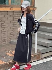 Dazy Kids Teen GirlCasual Sports Suit, Bow Jacket And Skirt, Student Autumn Outfit