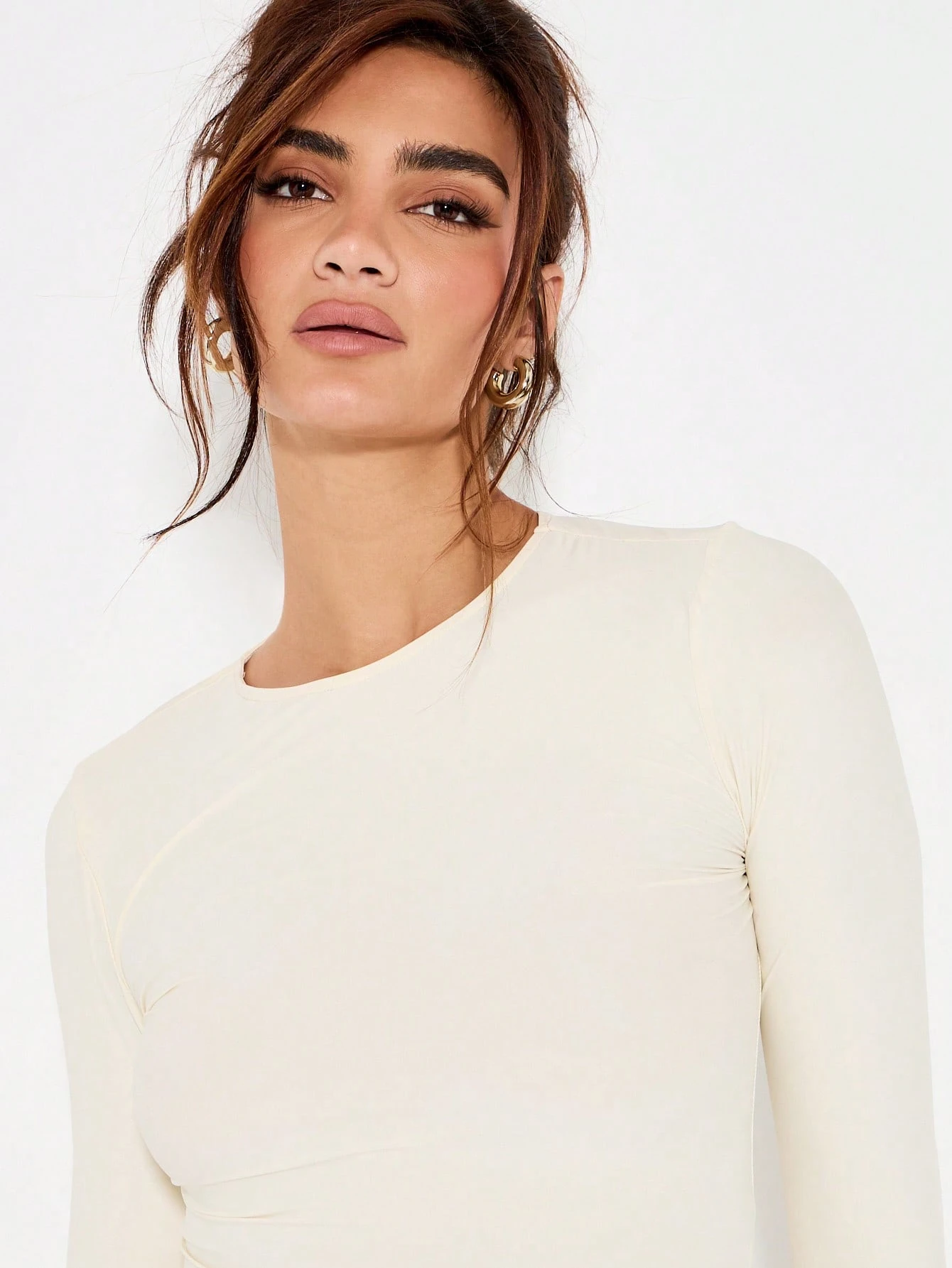 KIZN Form Fitting Long Sleeve Bodysuit With Crew Neck