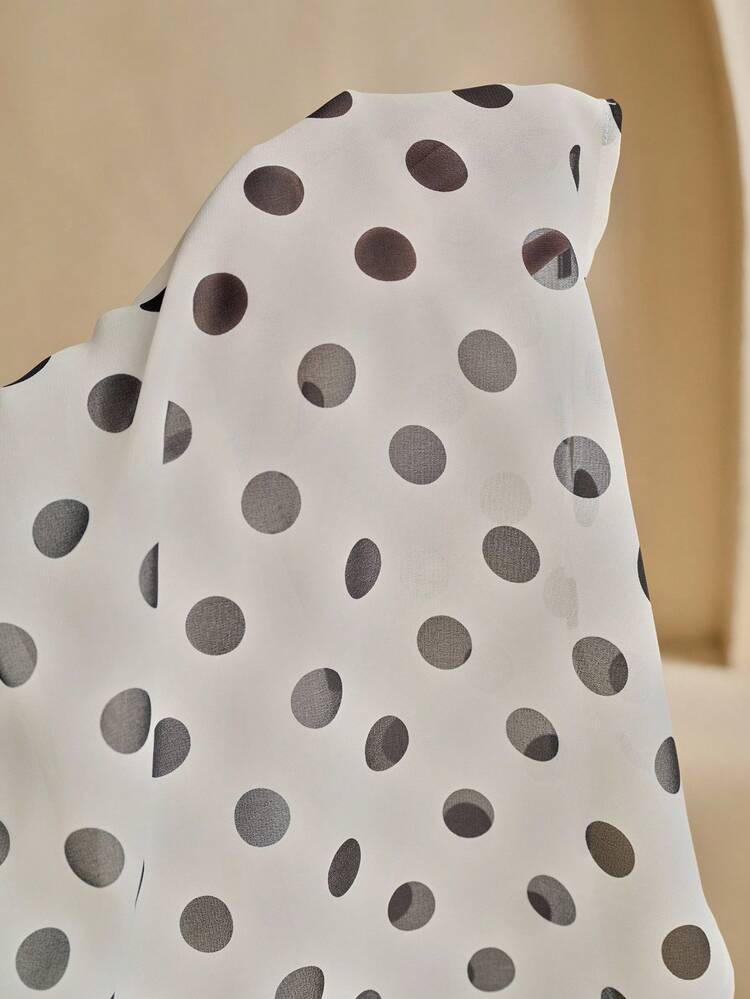 Romantic Polka Dot Stand Collar Long Sleeve Blouse With Tie For Women, New Autumn