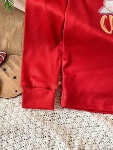 2 件套少女可爱狗狗印花长袖上衣和紧身裤睡衣套装