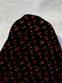 SHEIN EZwear Váy chữ A không tay hở lưng in họa tiết quả anh đào có dây buộc ở eo, eo có thể điều chỉnh, khóa kéo ẩn, váy mùa hè đa năng thường ngày cho người ngoại cỡ - Nhiều màu - Xem 8