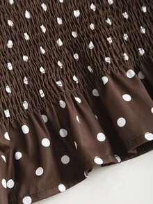 Sweetra Women's Elegant Polka Dot Shoulder Tie Bow Waist Drawstring Sleeveless Top, Flattering Casual Everyday Wear