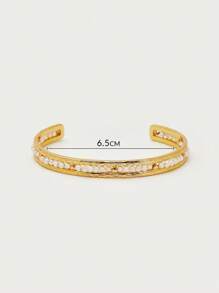 Opalesca 1 Cặp vòng tay hở bằng ngọc trai/xà cừ, có họa tiết, kim loại/hoàn thiện bằng kim loại, hạt vàng 18k, thích hợp cho tiệc tùng, thường ngày, công sở, thanh lịch, dễ thương, sang trọng, đám cưới, ngày lễ, kỳ nghỉ, cắm trại, Y2K, dành cho mẹ, phụ nữ, con gái, mùa thu, mùa đông, lễ hội, ngày lễ, kỳ nghỉ, tiền cũ, halloween - Vàng - Xem 7