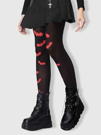 Grunge Punk 1 pezzo Calze a rete/collant/leggings sexy a forma di pipistrello per Ognissanti per donne