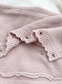 SHEIN Newborn Light Pink Knitted Bodysuit With Hat,Cute Autumn Raglan Long Sleeve Single-Breasted Sweater Crawling Suit With Three-Dimensional Bow For Baby - Multicolor - View 8