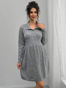 SHEIN Maternity Casual Solid Color Knit Dress, Autumn/Winter