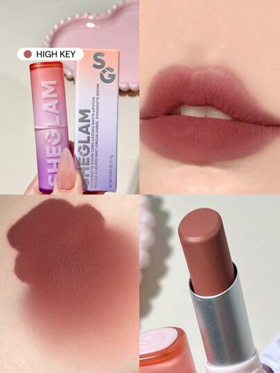 SHEGLAM Dynamatte Boom 持久霧面唇膏-高調 20 色奶油霧面防水唇膏神奇不粘杯防轉移唇膏促銷粉色唇膏 品牌 美容 化妝 化妝品 適合女性與女孩 完美搭配冬季春季 Y2K 時尚 流行 生日禮物 假期 派對準備就緒 最佳顏色