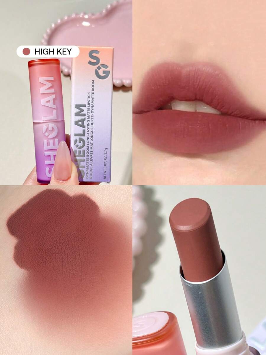 SHEGLAM Dynamatte Boom 持久霧面唇膏-高調 20 色奶油霧面防水唇膏神奇不粘杯防轉移唇膏促銷粉色唇膏 品牌 美容 化妝 化妝品 適合女性與女孩 完美搭配冬季春季 Y2K 時尚 流行 生日 情人節禮物 假期 派對準備就緒 最佳顏色 - High Key - 查看 1