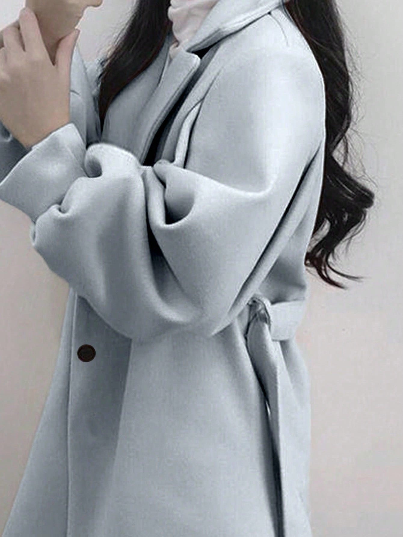 INAWLY معطف نسائي أنيق طويل الأكمام بخصر ربطة