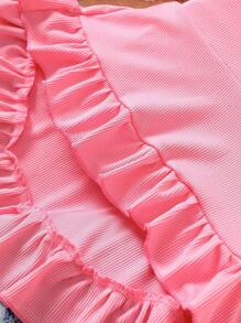 SHEIN Bộ 2 áo dài tay và quần jeans mới cho bé gái, mùa thu - Màu Hồng Tươi - Xem 6