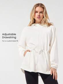 GLOWMODE Softserene 莫代尔休闲 MVP 宽松版型丝滑透气齐臀拉链连帽夹克日常休闲装 - 白色 - 查看 3